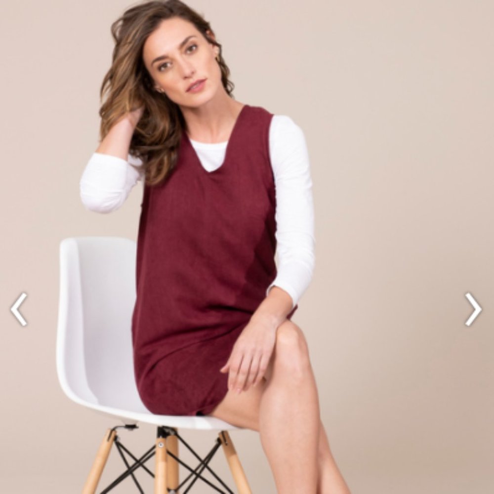 Peach Serengetti Faux Suede Garnet Dress, Sz.M